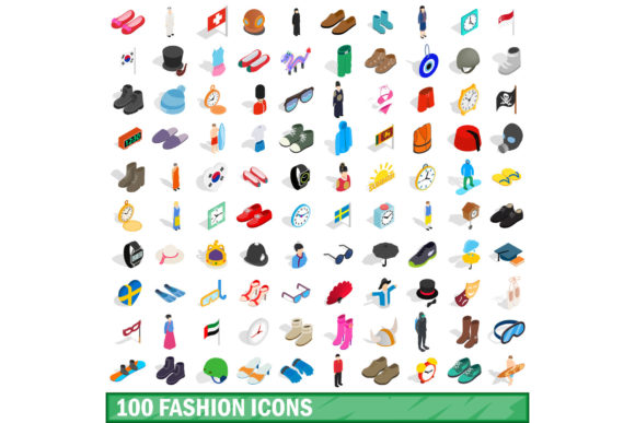 100 Fashion Icons Set: Navigating the Isometric 3D Style for Modern Design