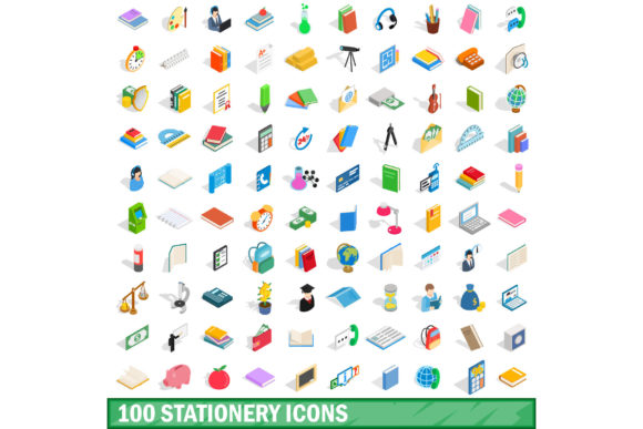 100 Stationery Icons Set