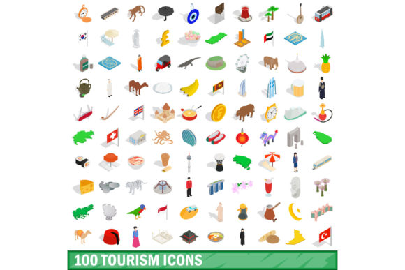 100 Tourism Icons Set: Elevate Your Travel Designs with Precision and Style