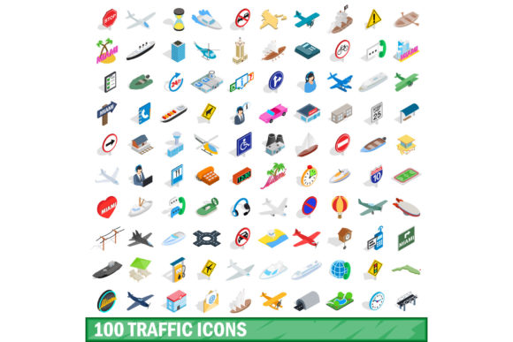 100 Traffic Icons Set for Modern Design