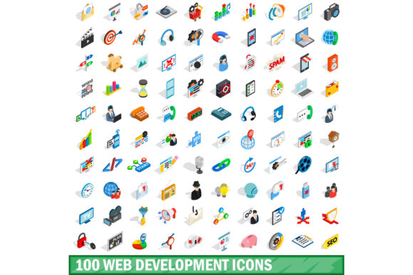 100 Web Development Icons Set, Isometric
