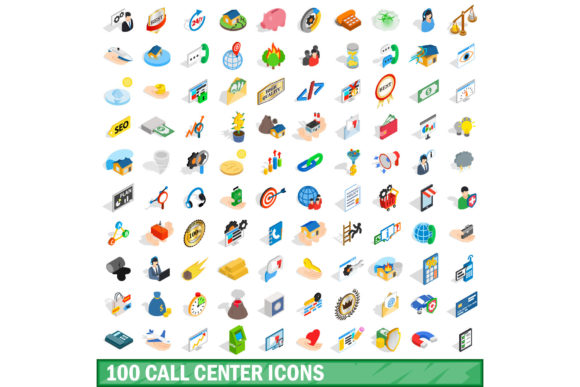 Elevate Your Design Projects with the 100 Call Center Icons Set in Isometric 3D Style