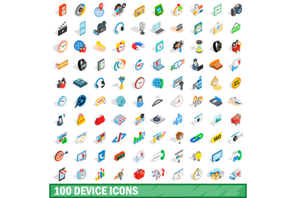 Elevate Your Digital Projects with a Premium 100 Device Icons Set in Isometric 3D Style