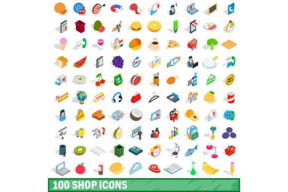 Elevating Digital Commerce: The Strategic Role of the 100 Shop Icons Set, Isometric 3d Style