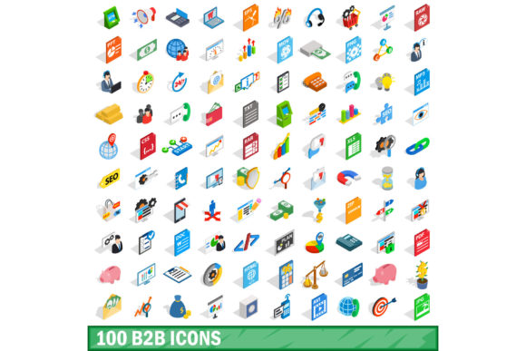 Elevating Digital Interfaces with the 100 B2b Icons Set, Isometric 3d Style