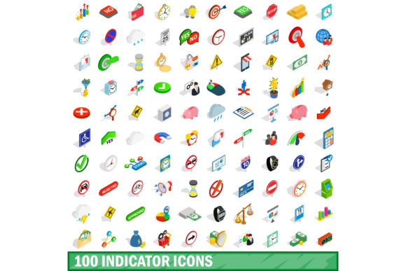 Elevating Digital Interfaces with the 100 Indicator Icons Set in Isometric 3D Style