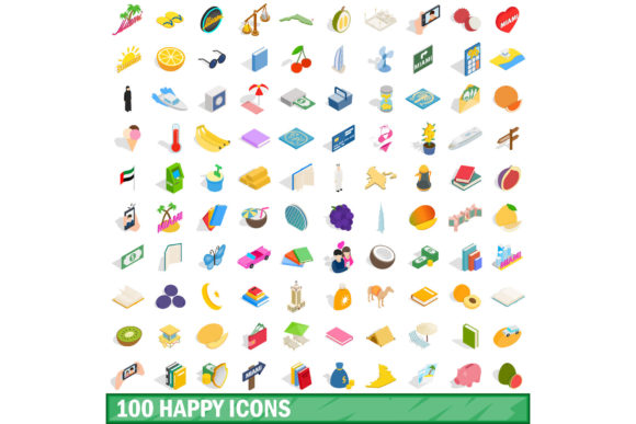 Evaluating the 100 Happy Icons Set, Isometric 3d Style for Modern Design Projects