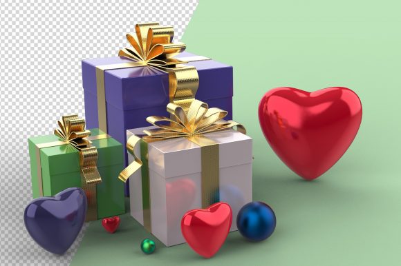 Gift Boxes with Valentine Heart Shape