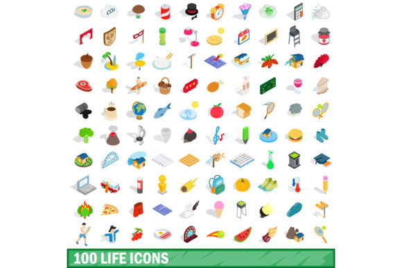 Mastering Visual Storytelling with the 100 Life Icons Set, Isometric 3d Style